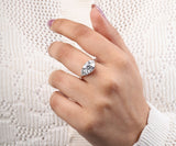 Cushion Cut Diamond Ring with Side Accents in Silver