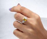 Radiant Cut Citrine Three Stone Ring – Minimalist Engagement or Promise Ring