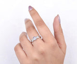 Blue Oval Gemstone Ring with Floral Diamond Accents