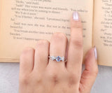 Blue Oval Gemstone Ring with Floral Diamond Accents