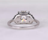 Cushion Cut Diamond Ring with Side Accents in Silver