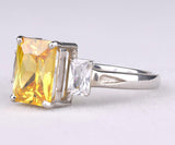 Radiant Cut Citrine Three Stone Ring – Minimalist Engagement or Promise Ring