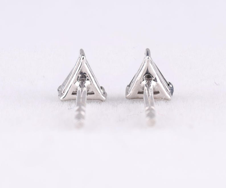 Minimalist Triangle Black Gemstone Stud Earrings