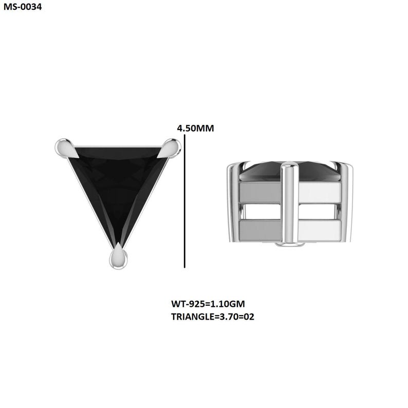Minimalist Triangle Black Gemstone Stud Earrings