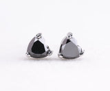 Heart-Shaped Black Gemstone Stud Earrings for Women