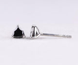 Trillion-Cut Black Gemstone Stud Earrings in White Gold