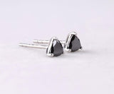 Trillion-Cut Black Gemstone Stud Earrings in White Gold