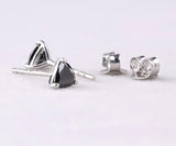 Trillion-Cut Black Gemstone Stud Earrings in White Gold