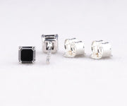 Square Cut Black Diamond Stud Earrings