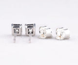 Square-Cut Black Diamond Stud Earrings in White Gold