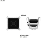 Square-Cut Black Diamond Stud Earrings in White Gold