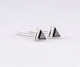 Minimalist Triangle Black Gemstone Stud Earrings