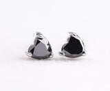 Heart-Shaped Black Gemstone Stud Earrings for Women