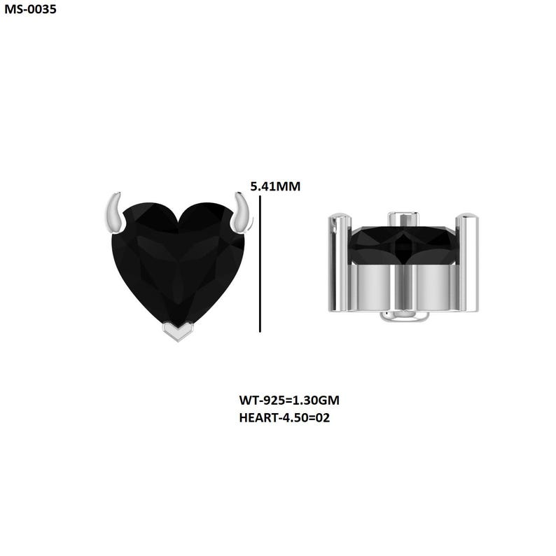 Heart-Shaped Black Gemstone Stud Earrings for Women