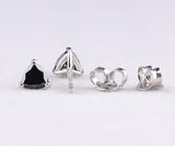 Trillion-Cut Black Gemstone Stud Earrings in White Gold