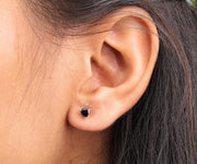 Trillion Cut Black Diamond Stud Earrings For Women