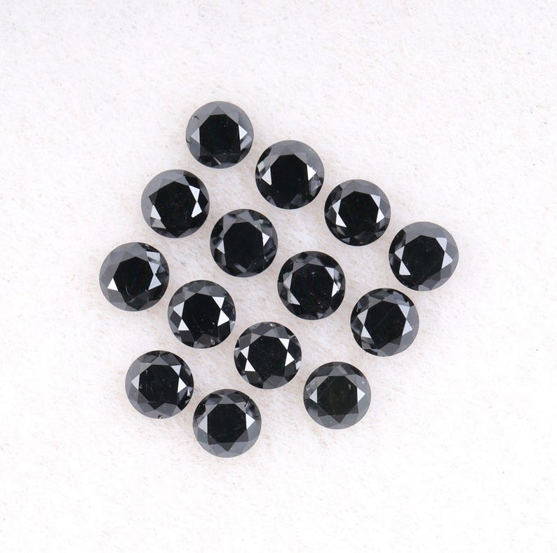 2.1 MM to 2.5 MM Enhanced Black Round Brilliant Cut Diamonds - Minimal Carbon