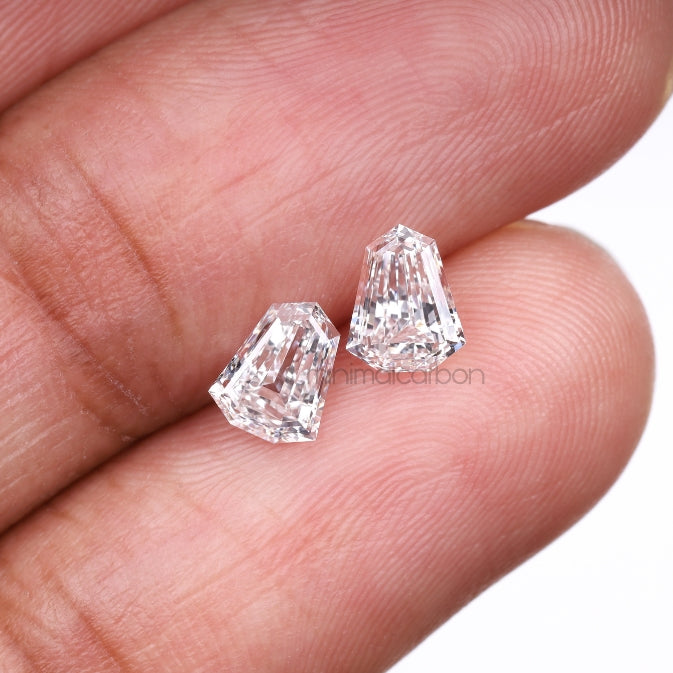 1.00 CT, 6.0 X 5.0 MM | Lab Grown Diamond | Shield Diamond Pair - Minimal Carbon