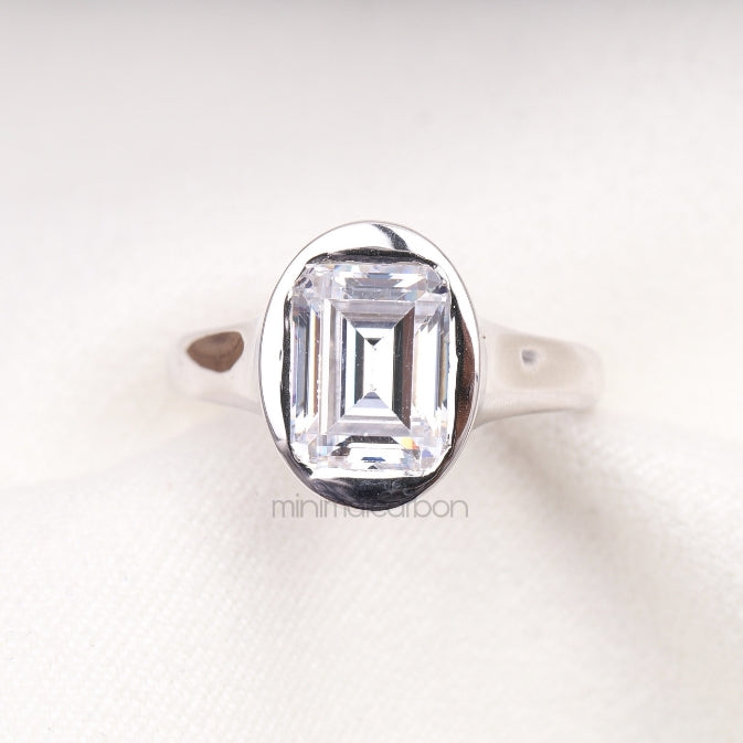 Emerald Cut Diamond Ring - Minimal Carbon