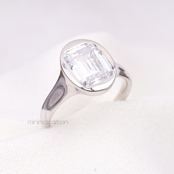 Emerald Cut Diamond Ring - Minimal Carbon
