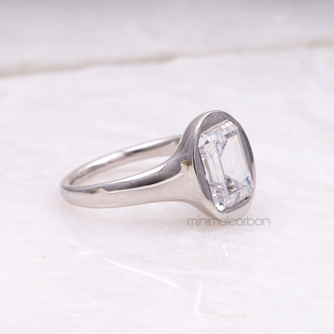 Emerald Cut Diamond Ring - Minimal Carbon