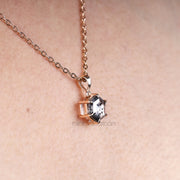 Hexagon Cut Salt and Pepper Diamond Necklace