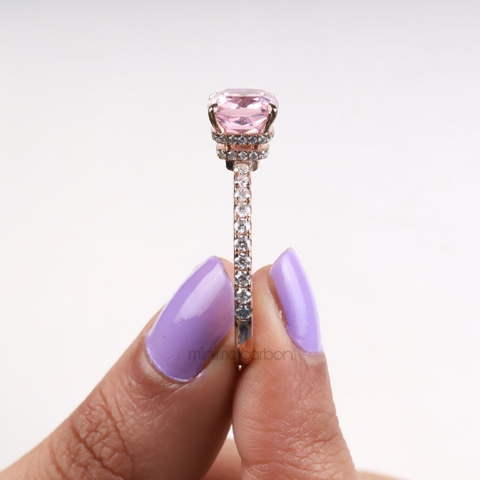 Cushion-Cut Morganite Engagement Ring with Diamond Ring