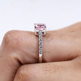 Cushion Cut Morganite Ring with Diamond Band