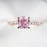 Cushion-Cut Morganite Engagement Ring with Diamond Ring