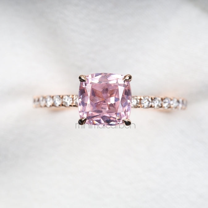 Cushion-Cut Morganite Engagement Ring with Diamond Ring