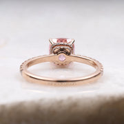 Cushion Cut Half Eternity Morganite Fancy Engagement Ring