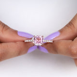 Cushion-Cut Morganite Engagement Ring with Diamond Ring