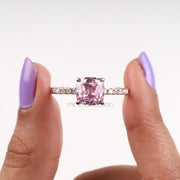 Cushion Cut Half Eternity Morganite Fancy Engagement Ring
