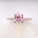 Cushion-Cut Morganite Engagement Ring with Diamond Ring