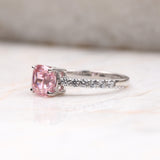 Cushion Cut Morganite Ring with Diamond Band
