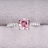 Cushion Cut Morganite Ring with Diamond Band