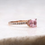 Cushion-Cut Morganite Engagement Ring with Diamond Ring