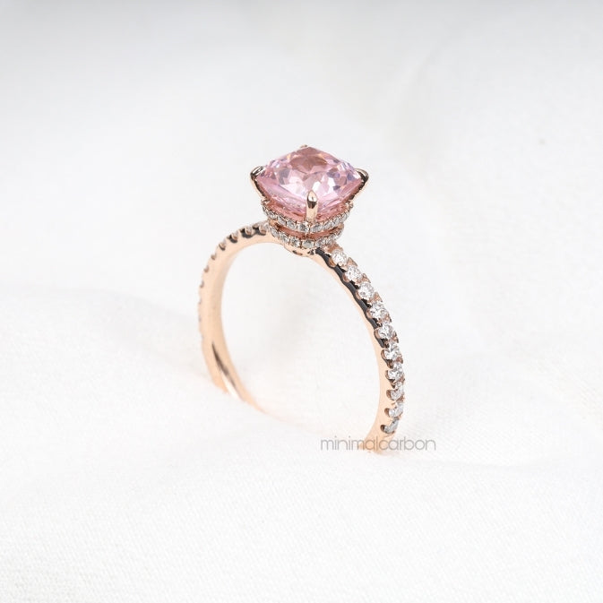 Cushion-Cut Morganite Engagement Ring with Diamond Ring