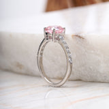 Cushion Cut Morganite Ring with Diamond Band