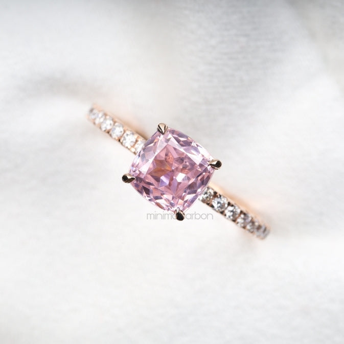 Cushion-Cut Morganite Engagement Ring with Diamond Ring