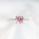 Cushion Cut Morganite Ring with Diamond Band