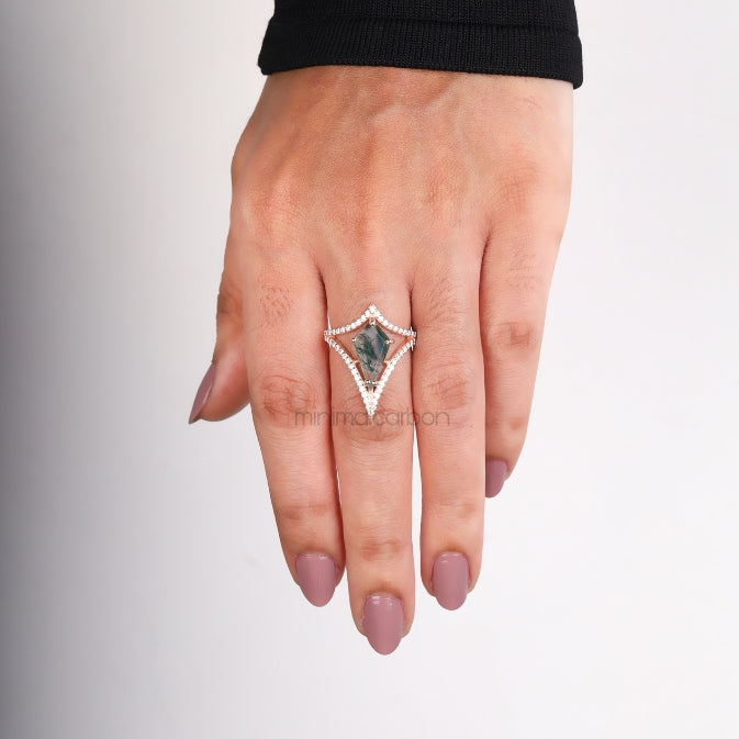 Kite Cut Moissanite Salt And Pepper Diamond Anniversary Ring
