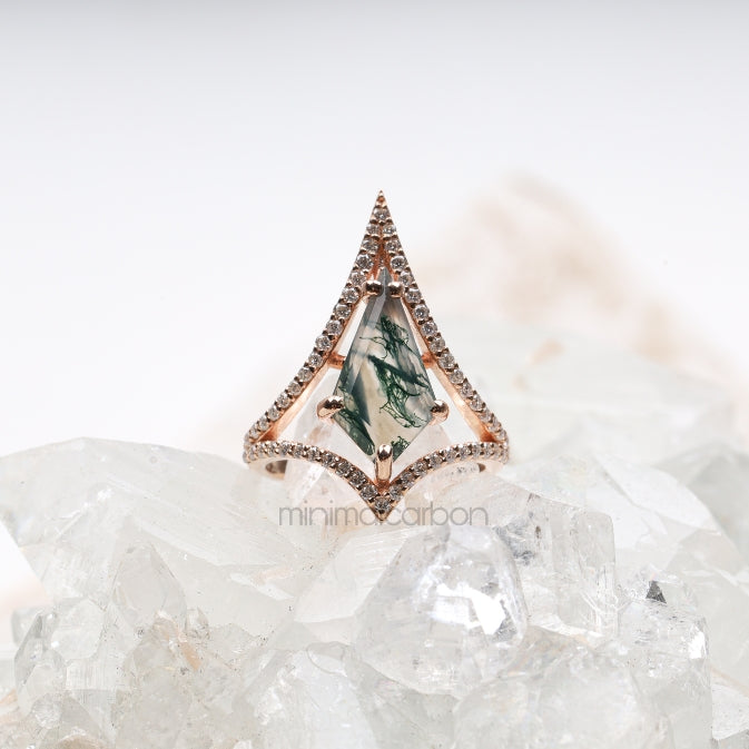 Kite Cut Moissanite Salt And Pepper Diamond Anniversary Ring