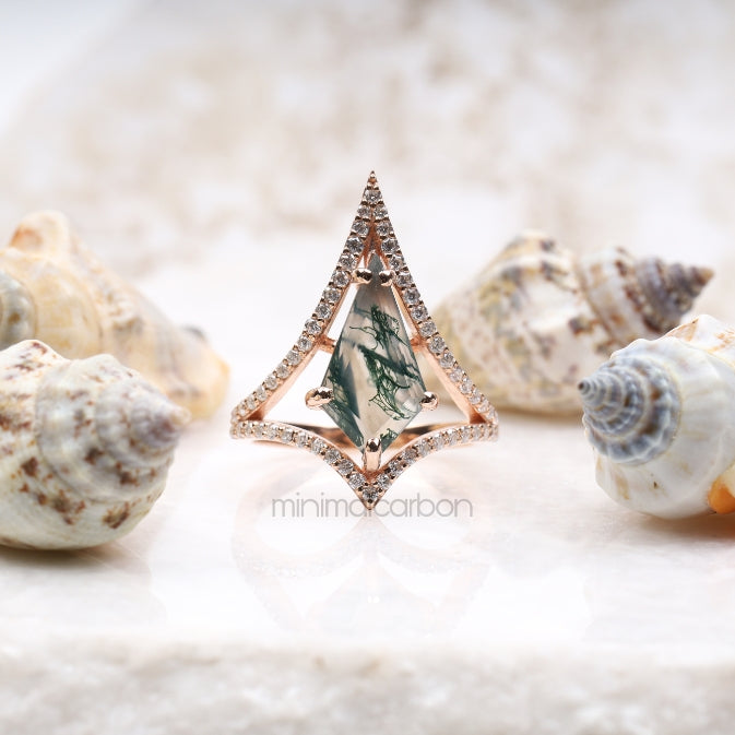 Kite Cut Moissanite Salt And Pepper Diamond Anniversary Ring