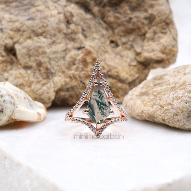 Kite Cut Moissanite Salt And Pepper Diamond Anniversary Ring
