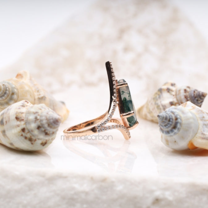 Kite Cut Moissanite Salt And Pepper Diamond Anniversary Ring
