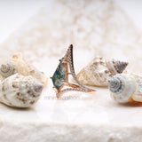Kite Cut Moissanite Salt And Pepper Diamond Anniversary Ring