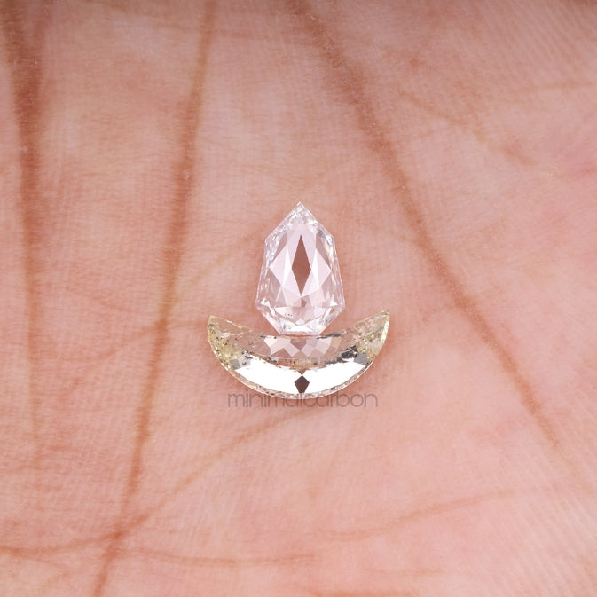 0.90 CT | Natural Diamond | Crescent Diamond & Shield Diamond Pair Set - Minimal Carbon