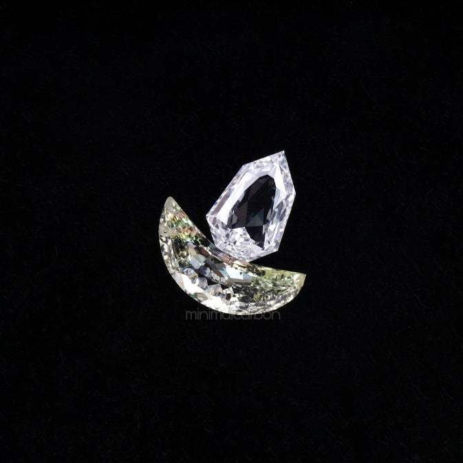 0.90 CT | Natural Diamond | Crescent Diamond & Shield Diamond Pair Set - Minimal Carbon