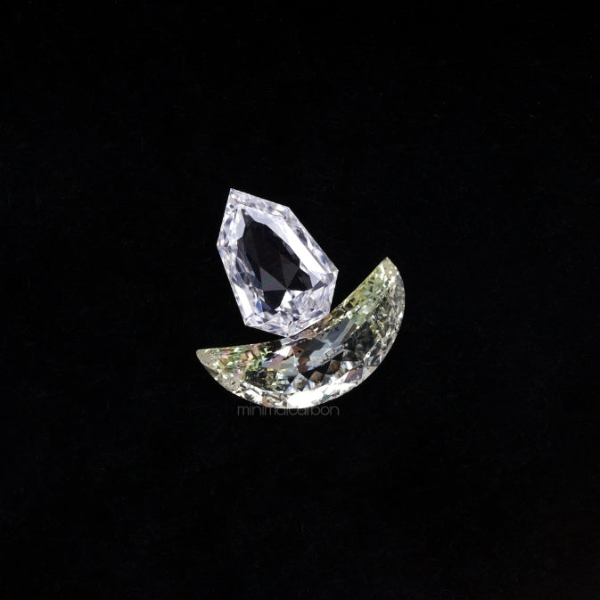 0.90 CT | Natural Diamond | Crescent Diamond & Shield Diamond Pair Set - Minimal Carbon